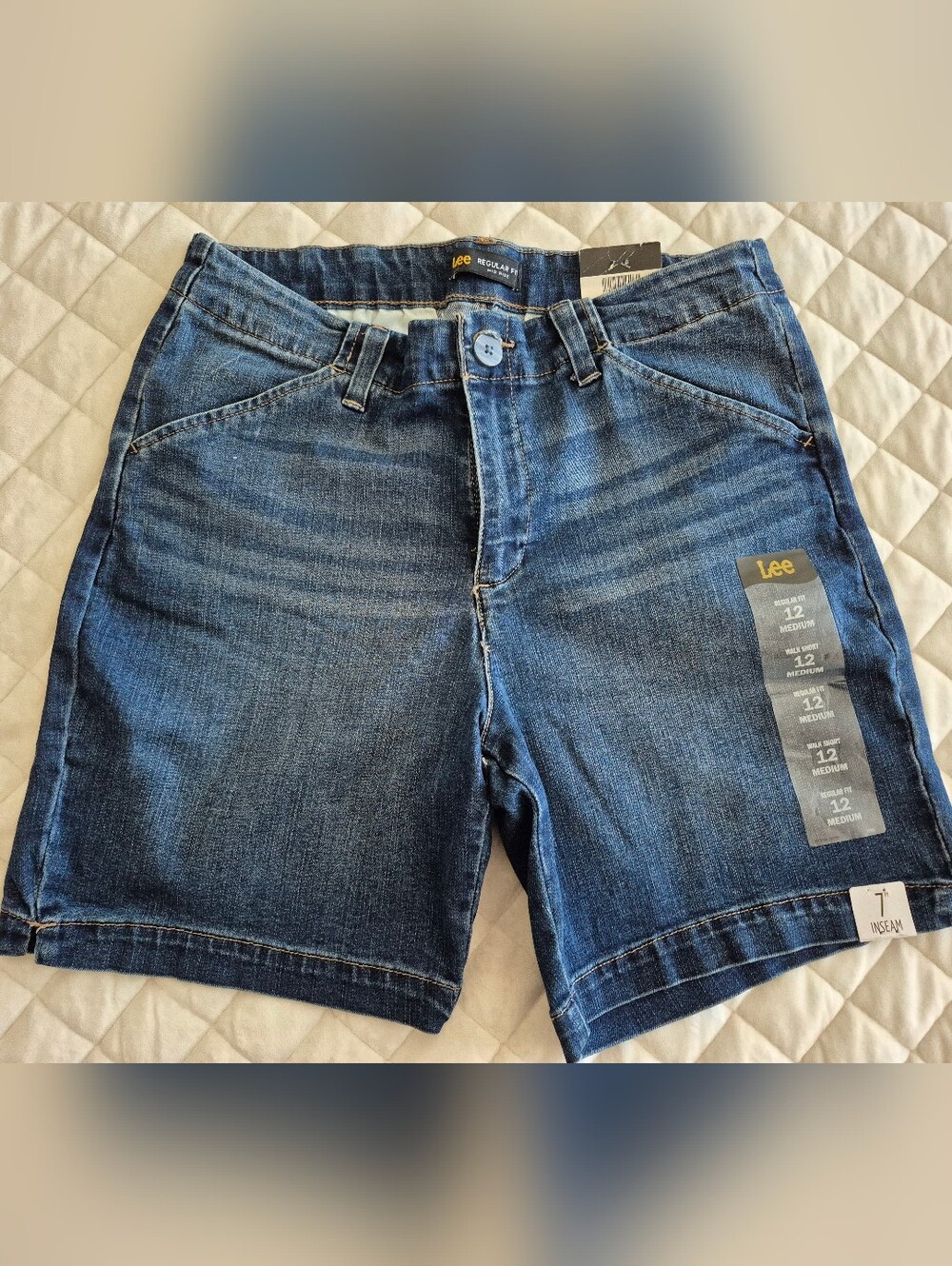 Lee Womens Blue Denim Shorts with Contrast Stitching